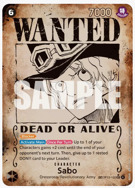 One Piece Carrying On His Will Sabo (120) (Wanted Poster) (EN) OP13-120